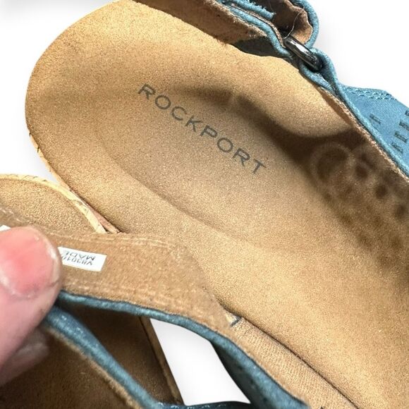 ROCKPORT Women’s Blue Perforated Briah Sling Wedge Sandals Size 10.5M - Picture 8 of 9